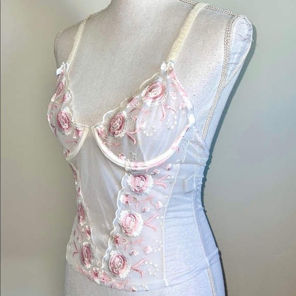 Vintage Mesh Rosette Bustier Camisole - Picture 3 of 7